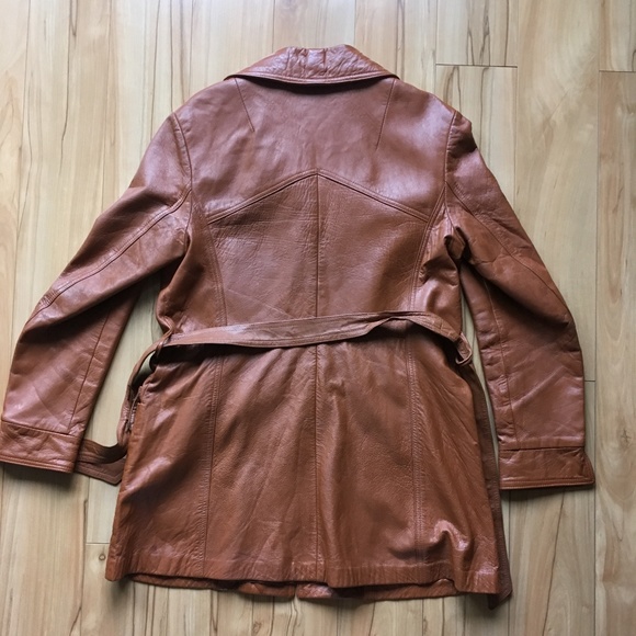 VINTAGE Leather Trench Jacket Medium (Sz 6-8) EUC - Picture 3 of 8